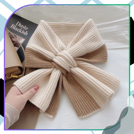 Eșarfă de damă pentru iarnă, călduroasă, bicoloră, bej