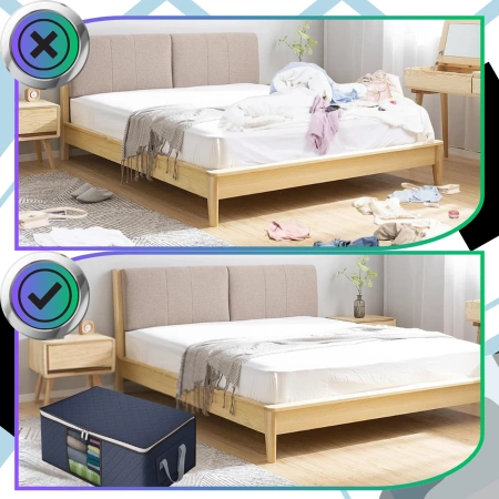 Set organizator 90L cu 3 saci pentru dulapuri, lenjerie de pat, haine, dimensiune mare