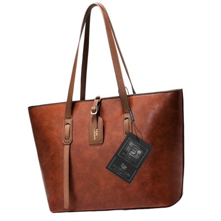 BAD&BAGS geanta de mana din piele de dama clasic maro shopper