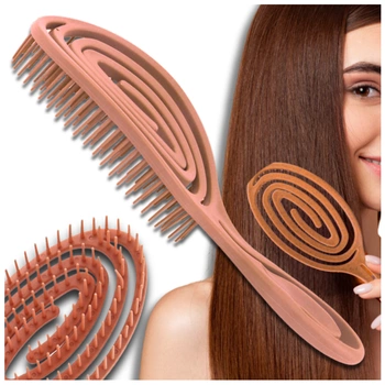 Perie flexibilă pentru masaj și coafare pentru păr portocaliu