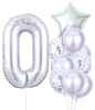 Set de 10 baloane argintii pentru ziua de nastere numarul 0