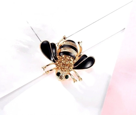 Broșă de albină din aur cu zirconi