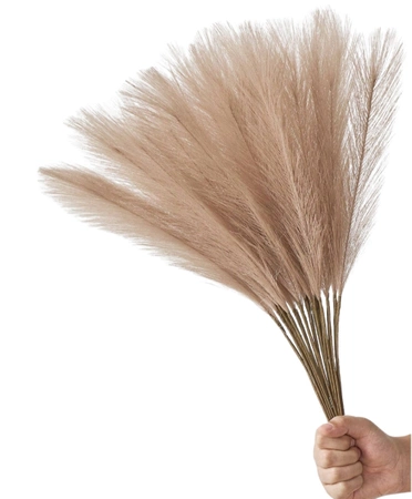 Iarbă artificială de pampas, 20 buc, stuf decorativ maro, pene