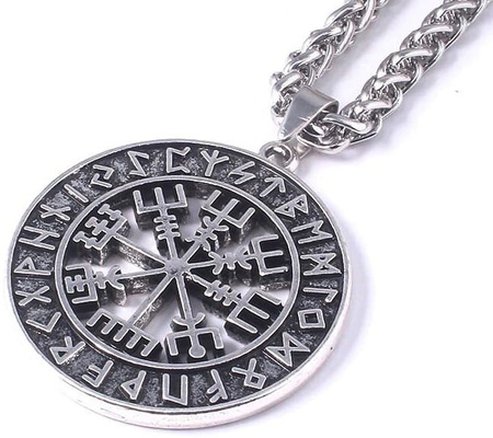 Colier cu medalion nordic Vegvisir pentru bărbați