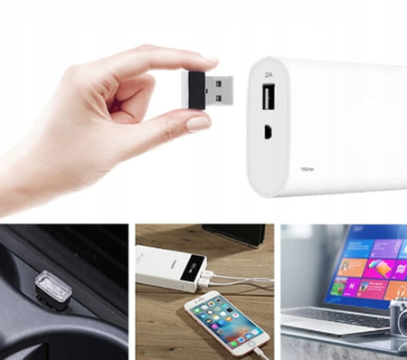 Mini USB 5V LED albastru pentru mașină, pentru interiorul mașinii