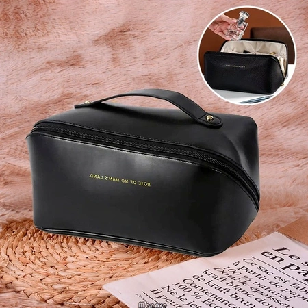 Organizator elegant pentru geanta cosmetica din piele ecologica, neagra