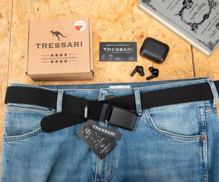 TRESSARI centura elastica neagra cu catarama automata