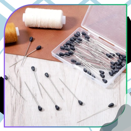 Ace și ace de croitorie cu cap în formă de lacrimă 55 mm, set de 50 de bucăți