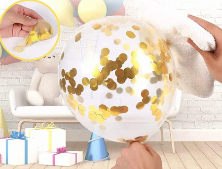 Set 30 de baloane aurii cu confetti pentru petrecere, ziua de nastere, nunta