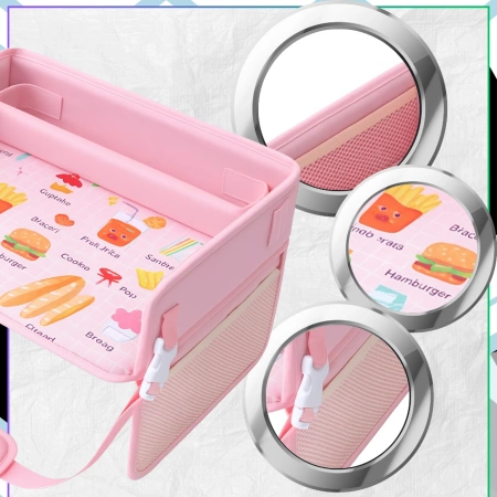 Masa de voiaj copii, organizator auto, roz