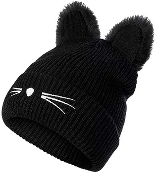 Pălărie caldă de iarnă pentru femei cu urechi de pisică