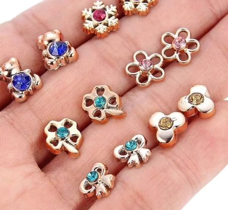 Set de cercei mici de aur 36 perechi zirconiu fluture inima arc