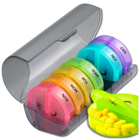 Cutie, casetă, organizator colorat pentru medicamente 7 zile