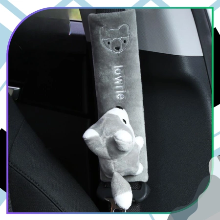 Husă de centură de siguranță din pluș de vulpe gri pentru copii