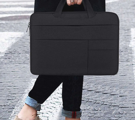 Geanta pentru laptop, neagra, spatioasa, husa 15.6