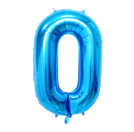 Set 12 baloane albastre cu confetti, ziua de nastere numarul 0