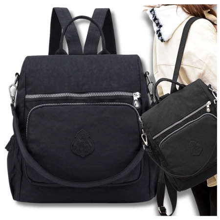 Rucsac de dama negru, impermeabil, spatios, elegant