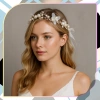 Bandita copii tiara aurie perla alba Coronita cu perle