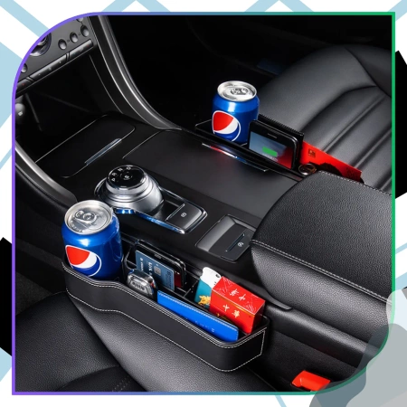 Organizer auto pentru fanta dintre scaun și consolă, din piele ecologică, universal.