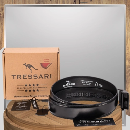 Curea automată din piele pentru bărbați TRESSARI, neagră, 120 cm