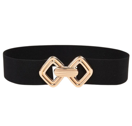 Curea elastica de dama pentru o rochie, cauciuc, catarama aurie