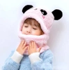 Cute fleece beanie 2in1 cald capota cu urechi pentru copii