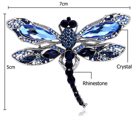 Brosa DRAGONFLY cu zirconi, ac retro insecte