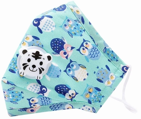 Mască din bumbac cu bufniță mentă pentru copii