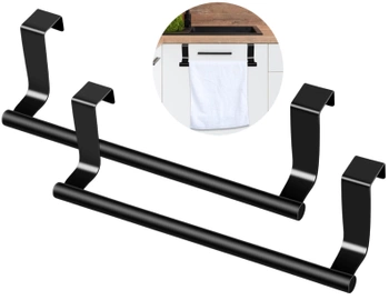Negru 2pc umerașe pentru bucătărie dulap ușă baie prosop feroviar
