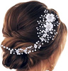 Bandita de nunta cu diadema, creanga argintie, strasuri, flori