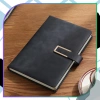 Caiet agendă A5 elegant din piele, cu fixare neagră