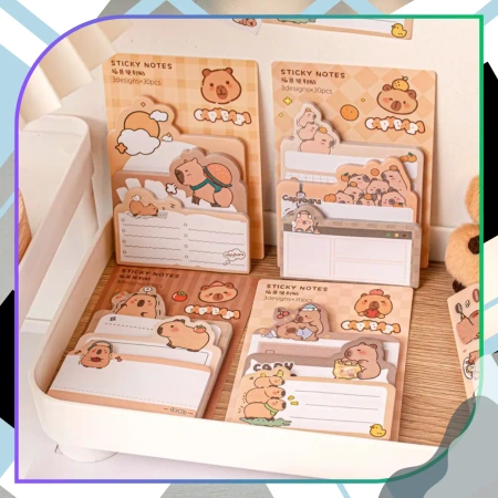 Set de 4 dosare de cartonașe colorate de tip capibara