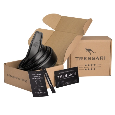 Cureaua automata TRESSARI neagra pentru barbati, 125 cm, pentru pantaloni, piele naturala