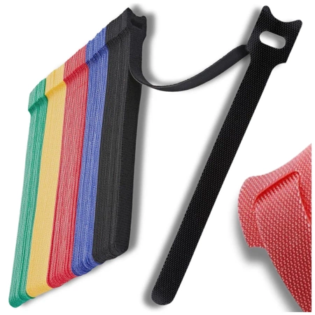 Cravata velcro pentru legarea cablurilor, set 60 de piese colorate