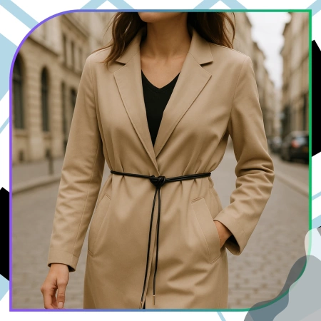 Curea ingusta de dama din piele neagra legata in talie, eleganta