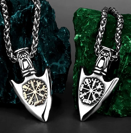 Colier bărbătesc din oțel chirurgical Viking Nordic amulet vârf de săgeată