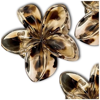 Agrafă de păr cu flori de plumeria cu imprimeu leopard