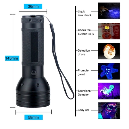 Lanterna cu detector de chihlimbar UV, detector de aluminiu