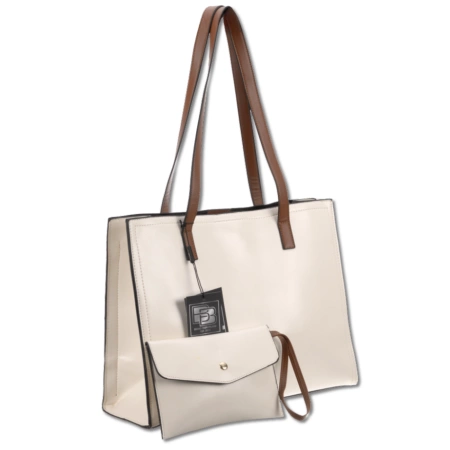 BAD&BAGS geanta de dama din piele clasic crem lacuita shopper