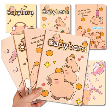 Caiet 4 piese Capybara colorat cu linii 60 pagini A5