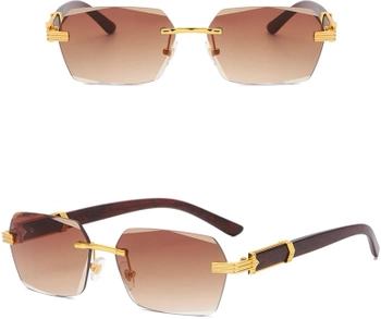 Ochelari de soare dreptunghiulari maro fără rame