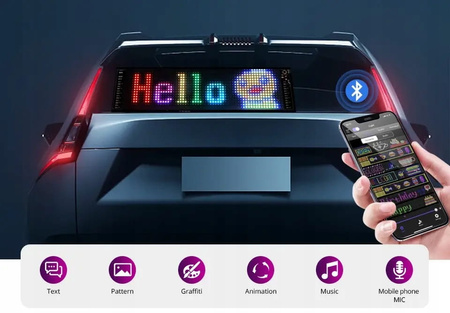 Display color LED, pentru masina, Melex, Bluetooth, USB, proiect XXXL