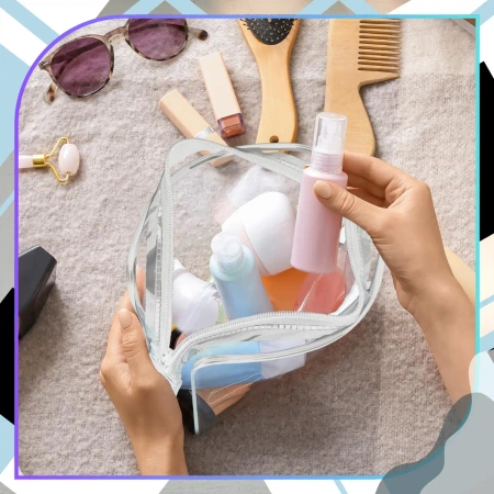 Set organizator transparent pentru geanta cosmetica valiza 3 piese alb