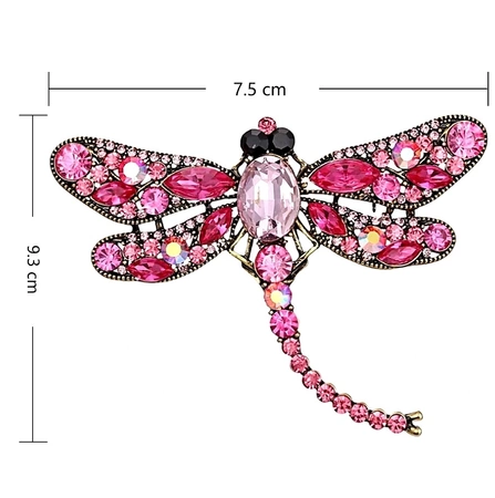 Brosa cu ace de zirconi insecta retro DRAGONFLY boho