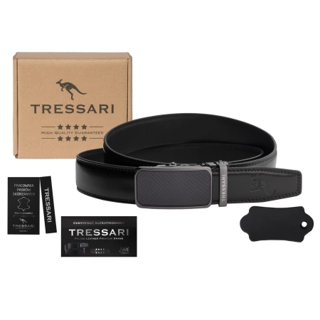 TRESSARI centura barbati 115cm catarama automata piele naturala pentru pantaloni negri