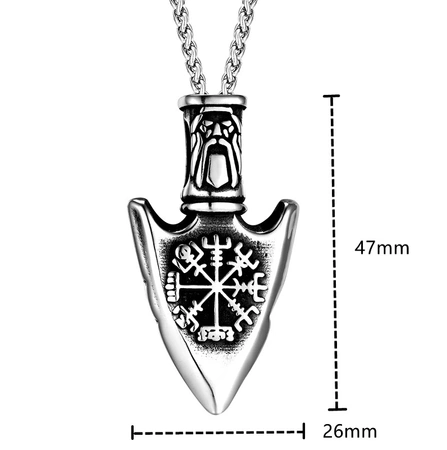 Colier bărbătesc din oțel chirurgical Viking Nordic amulet vârf de săgeată