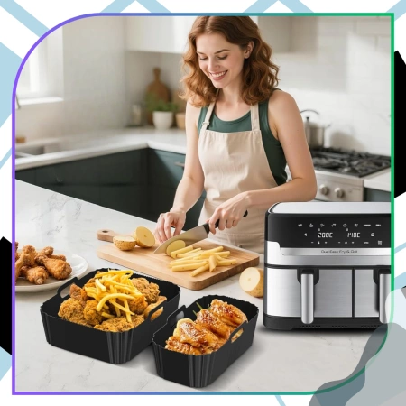 Inserție reutilizabilă din silicon pentru friteuza cu aer, formă de copt 2 buc.