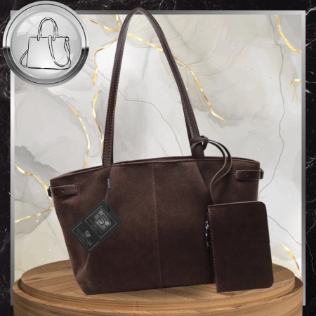 Geantă shopper de damă BAD&BAGS din piele ecologică din piele intoarsa maro