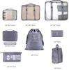 Set de călătorie de 8 organizatoare de valize impermeabile, gri
