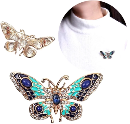 Broșă retro colorată fluture pin cu zirconi